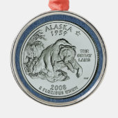 Tinted Alaska State Quarter Design メタルオーナメント (正面)