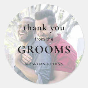 Tinted Photo Thank You from Groomsゲイ結婚 ラウンドシール