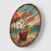 Tinto de Verano Spanish Mediterranean Beach Decor ラージ壁時計 (傾斜)