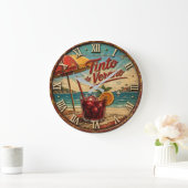 Tinto de Verano Spanish Mediterranean Beach Decor ラージ壁時計 (ホーム)