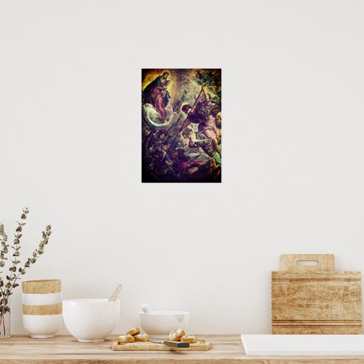 Tintretto – アーチャンエル・マイケルがサタンと戦う ポスター (キッチン)