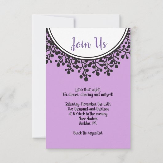 TINYつる植物円形バルミツワー披露宴カード 招待状 (正面)