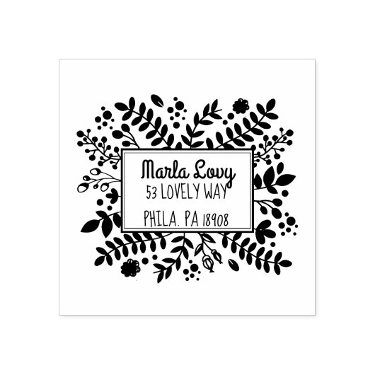 TINYつる植物差出人住所スタンプ ラバースタンプ (インプリント)