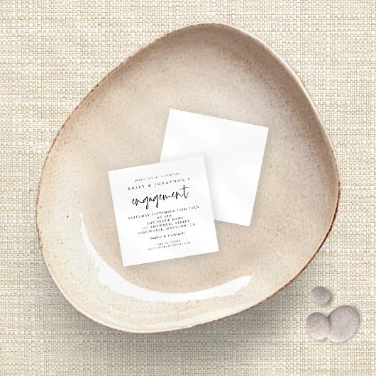 TINY|シンプル白黒婚約招待状 ノートカード