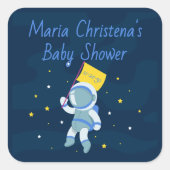 Tiny Astronaut Baby Shower Sticker スクエアシール (正面)