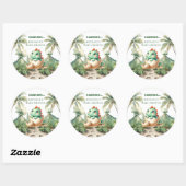 Tiny Baby Dino Stickers for Hatching Soon Shower ラウンドシール (シート)