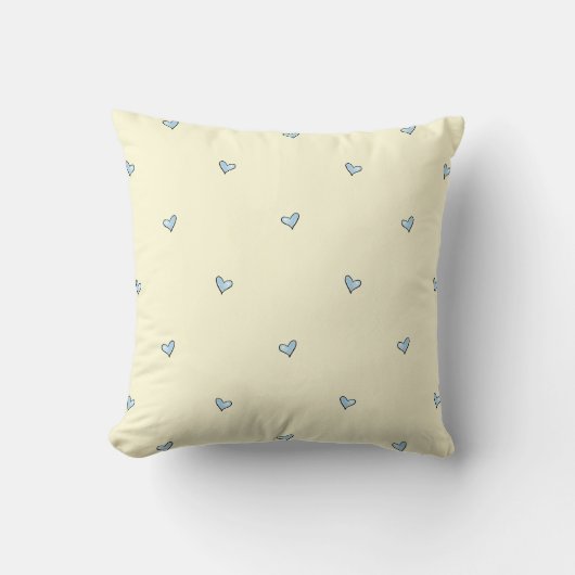 Tiny Blue Heart Print Nursery Throw Pillow クッション (正面)