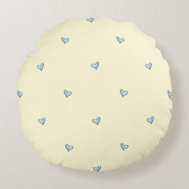 Tiny Blue Heart Print Nursery Throw Pillow - Round ラウンドクッション