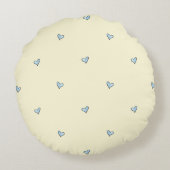 Tiny Blue Heart Print Nursery Throw Pillow - Round ラウンドクッション (裏面)