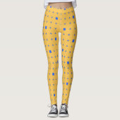 Tiny Blue Stars and Squares Pattern Leggings レギンス (正面)
