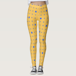 Tiny Blue Stars and Squares Pattern Leggings レギンス