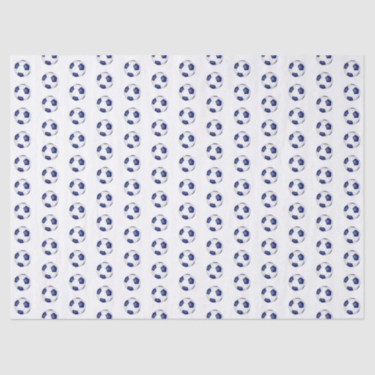 tiny blue white soccer balls pattern 薄葉紙 (正面)
