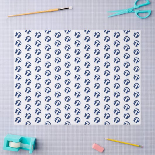 tiny blue white volleyballs pattern 薄葉紙 (クラフト)