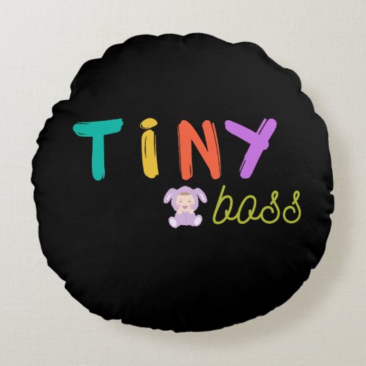 Tiny Boss かわいいうさぎの赤ちゃん カラフル 丸型クッション (正面)