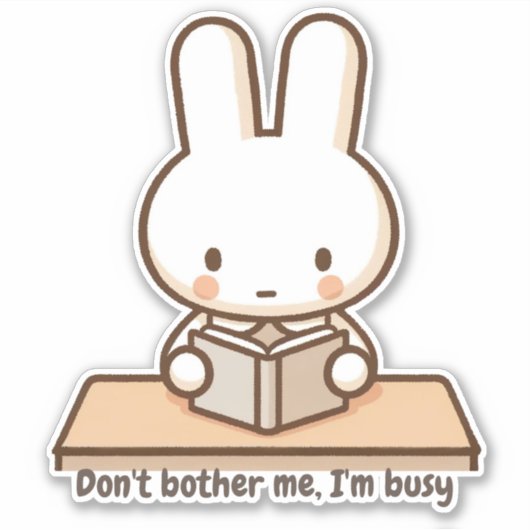 Tiny bunny study Vinyl Sticker シール (正面)