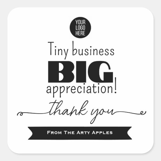 Tiny Business Big Appreciation packaging Logo スクエアシール (正面)