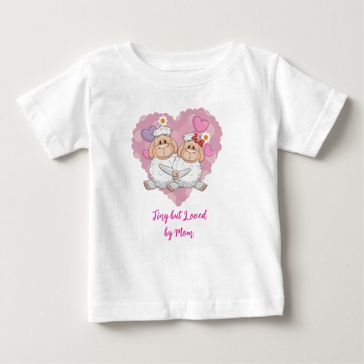 Tiny but Loved by Mom Baby T-Shirt ベビーTシャツ (正面)