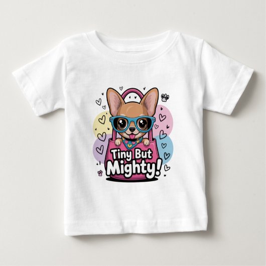 Tiny but Mighty Chihuahua  Keychains & Lanyards ベビーTシャツ (正面)