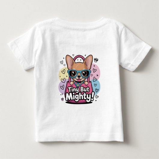 Tiny but Mighty Chihuahua Keychains & Lanyards ベビーTシャツ (裏面)