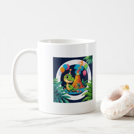 Tiny but Mighty – Editable Dinosaur Mug コーヒーマグカップ (ドーナツ)