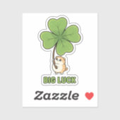 Tiny Cat Holding Giant Four Leaf Clover Big Luck  シール (シート)