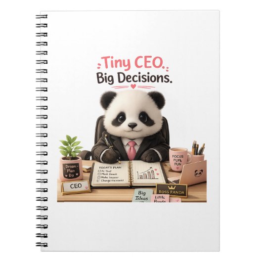 Tiny CEO Big Decisions 面白い赤ちゃんパンダノート ノートブック (正面)