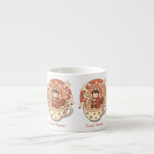Tiny Chibi Red Panda Milk Mug for Kids エスプレッソカップ (正面)
