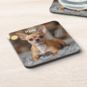 Tiny Chihuahua Personalized Beverage Coaster Set コースター (左側)