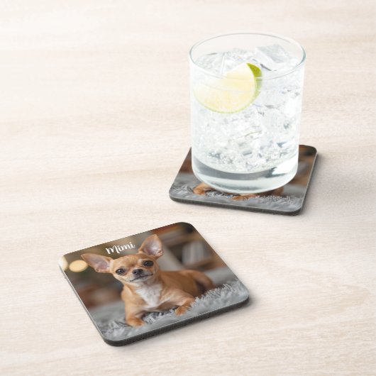 Tiny Chihuahua Personalized Beverage Coaster Set コースター (右側)