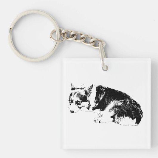 Tiny Corgi、グラフィックタイル キーホルダー (正面)