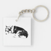 Tiny Corgi、グラフィックタイル キーホルダー (裏面)