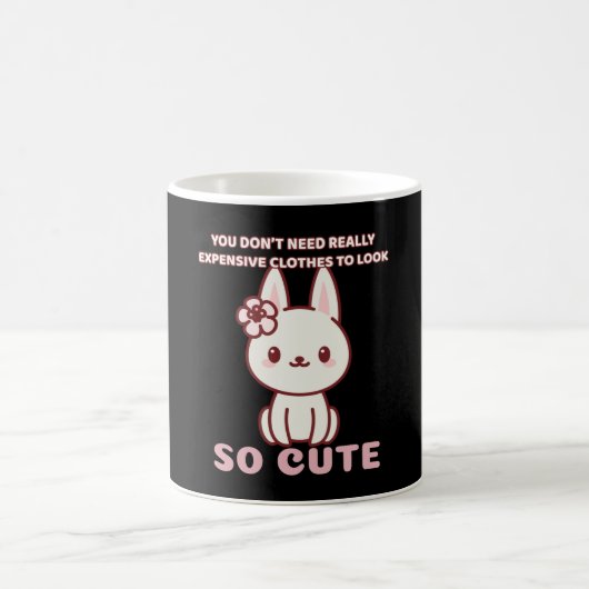 Tiny Cute pink Cat Rabbit Dog with flower for cute コーヒーマグカップ (中央)