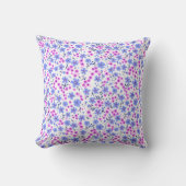 Tiny cute white blue pink floral pattern クッション (正面)