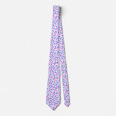 Tiny cute white blue pink floral pattern ネクタイ (正面)
