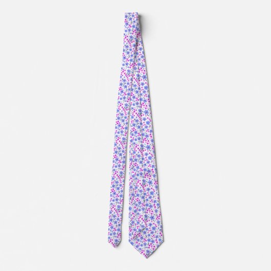 Tiny cute white blue pink floral pattern ネクタイ (裏面)