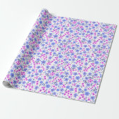 Tiny cute white blue pink floral pattern ラッピングペーパー (アンロールド)