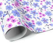 Tiny cute white blue pink floral pattern ラッピングペーパー (ロールコーナー)