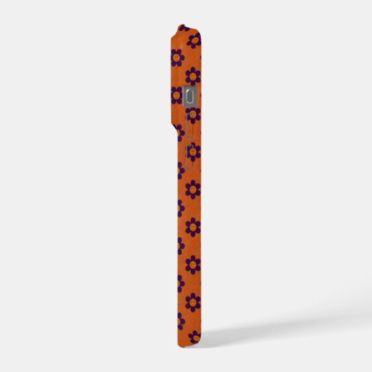 Tiny Daisies happy faces, burnt orange Phone Case iPhoneケース (左側面)