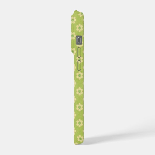 Tiny Daisies,  happy faces in lime greenPhone Case iPhoneケース (左側面)