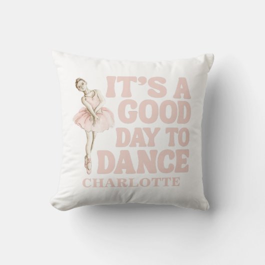Tiny Dancer バレリーナ ピンク ブラッシュ 女の子の誕生日 クッション (正面)