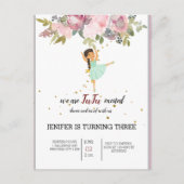 Tiny Dancer | ピンクの花のバレエ誕生日パーティー ポストカード (正面)