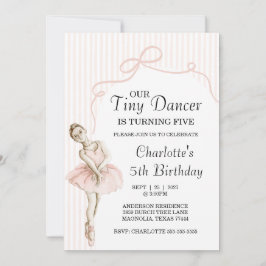 Tiny Dancer Ballerina Pink Girls Birthday 招待状