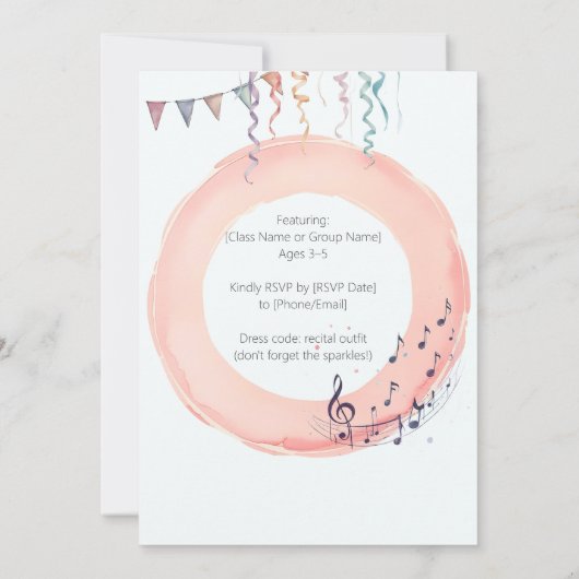 Tiny Dancers発表会のお誘い - オーダーメイドスタジオ 招待状 (裏面)