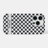 Tiny Dog Paw Print In Black and White Custom Name iPhoneケース (裏面横)
