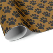 Tiny Dog Paw Print Pattern In Black and Brown ラッピングペーパー (ロールコーナー)