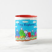 Tiny Explorer Stick Figure Hiking Illustration マグカップ (中央)