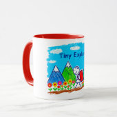 Tiny Explorer Stick Figure Hiking Illustration マグカップ (正面左)