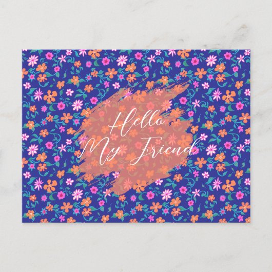 Tiny Floral Pattern Custom Friendship Postcard ポストカード (正面)