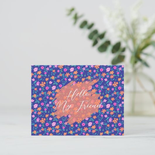 Tiny Floral Pattern Custom Friendship Postcard ポストカード (スタンド正面)