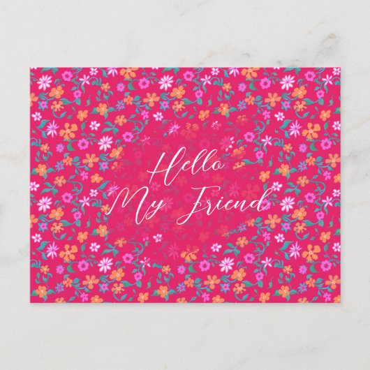 Tiny Floral Pattern Custom Friendship Postcard ポストカード (正面)